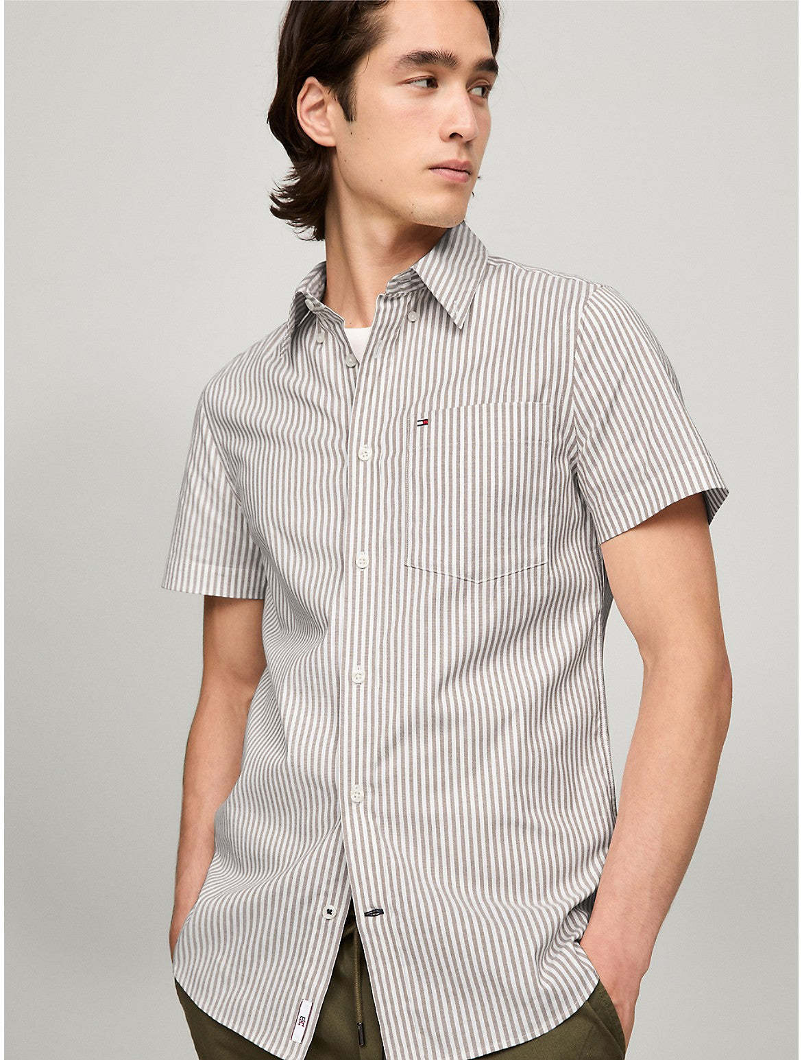 Tothtmmy Hilfigthter Men's Short-Sleeve Stripe Slim Fit Poplin Shirt