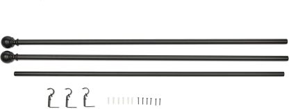 2.5cm Curtain Rod with Round Finials - 1-Pack, 183cm -366cm, Black