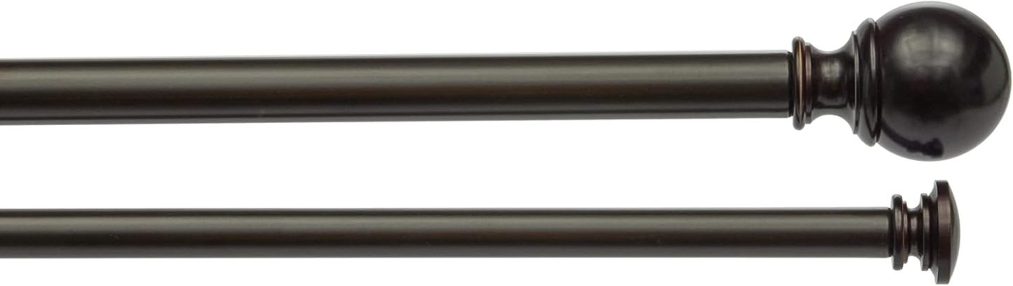 2.5cm Curtain Rod with Round Finials - 1-Pack, 183cm -366cm, Black