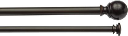 2.5cm Curtain Rod with Round Finials - 1-Pack, 183cm -366cm, Black