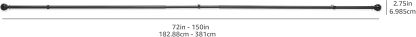2.5cm Curtain Rod with Round Finials - 1-Pack, 183cm -366cm, Black