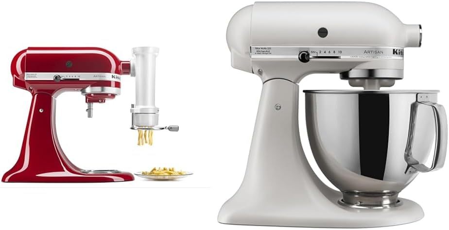 KitchenAid KSMPEXTA Gourmet Pasta Press Attachment with 6 Interchangeable Pasta Plates, White