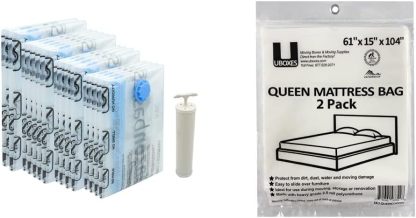 Vacuum Compression Space Saving Storage Bags with Hand Pump, Jumbo, Pack of 6, Clear