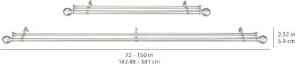2.5cm Curtain Rod with Round Finials - 1-Pack, 183cm -366cm, Black