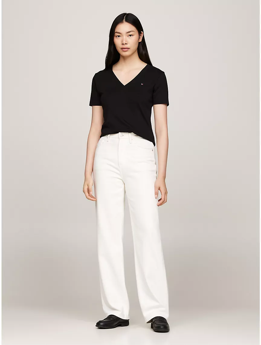 Slim Fit Ribbed V-Neck T-Shirt