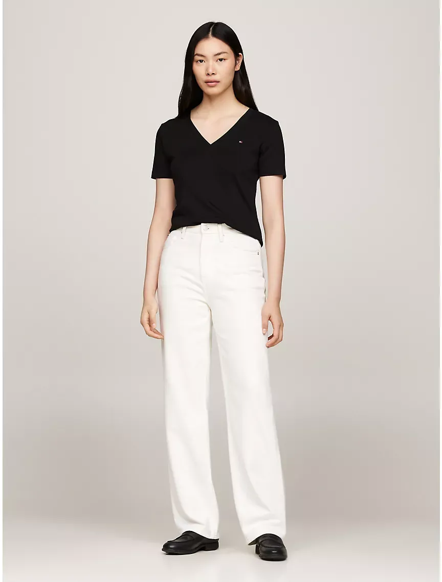 Slim Fit Ribbed V-Neck T-Shirt