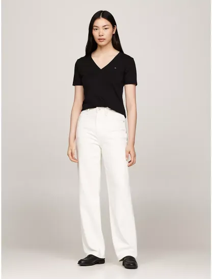 Slim Fit Ribbed V-Neck T-Shirt