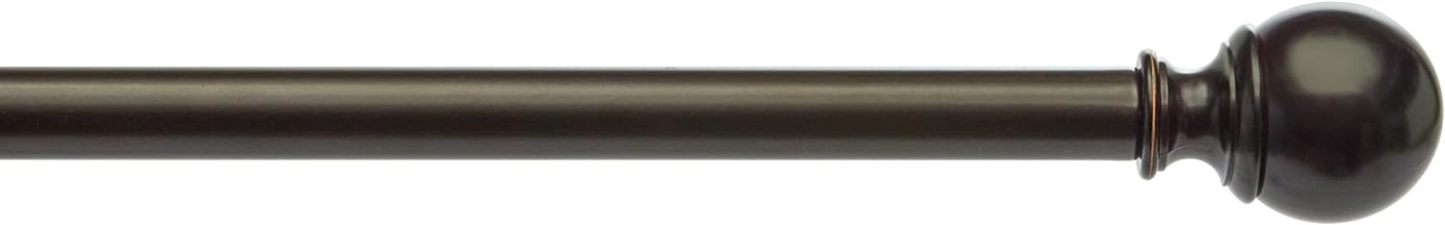 2.5cm Curtain Rod with Round Finials - 1-Pack, 183cm -366cm, Black