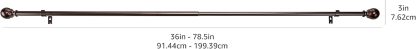 2.5cm Curtain Rod with Round Finials - 1-Pack, 183cm -366cm, Black