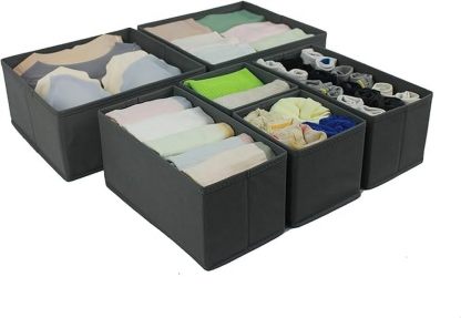 Underwear Dresser Drawer Organizers, Pack of 2, Gray