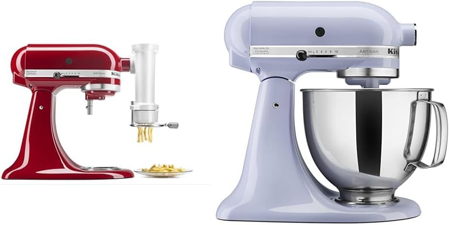 KitchenAid KSMPEXTA Gourmet Pasta Press Attachment with 6 Interchangeable Pasta Plates, White