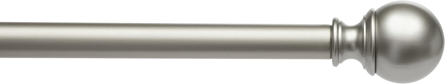 2.5cm Curtain Rod with Round Finials - 1-Pack, 183cm -366cm, Black