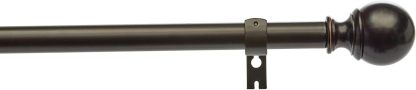 2.5cm Curtain Rod with Round Finials - 1-Pack, 183cm -366cm, Black