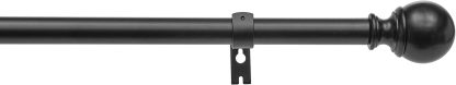 2.5cm Curtain Rod with Round Finials - 1-Pack, 183cm -366cm, Black