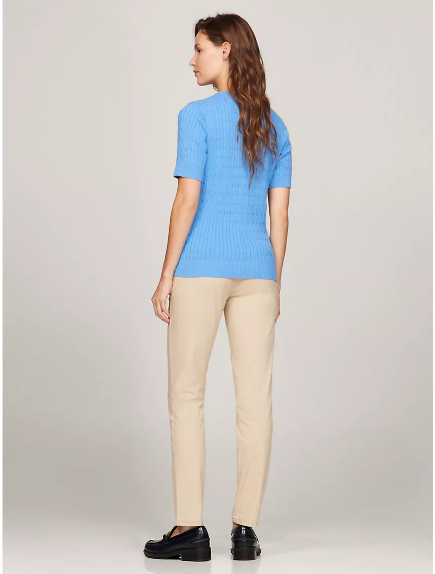Short-Sleeve Cable Sweater