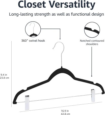 Velvet, Non-Slip Suit Clothes Hangers, Ivory/Rose Gold - Pack of 30