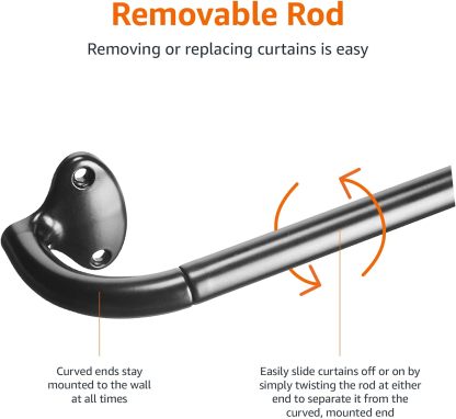 Adjustable Room Darkening Blackout Curtain Rod, 48" to 88", Nickel