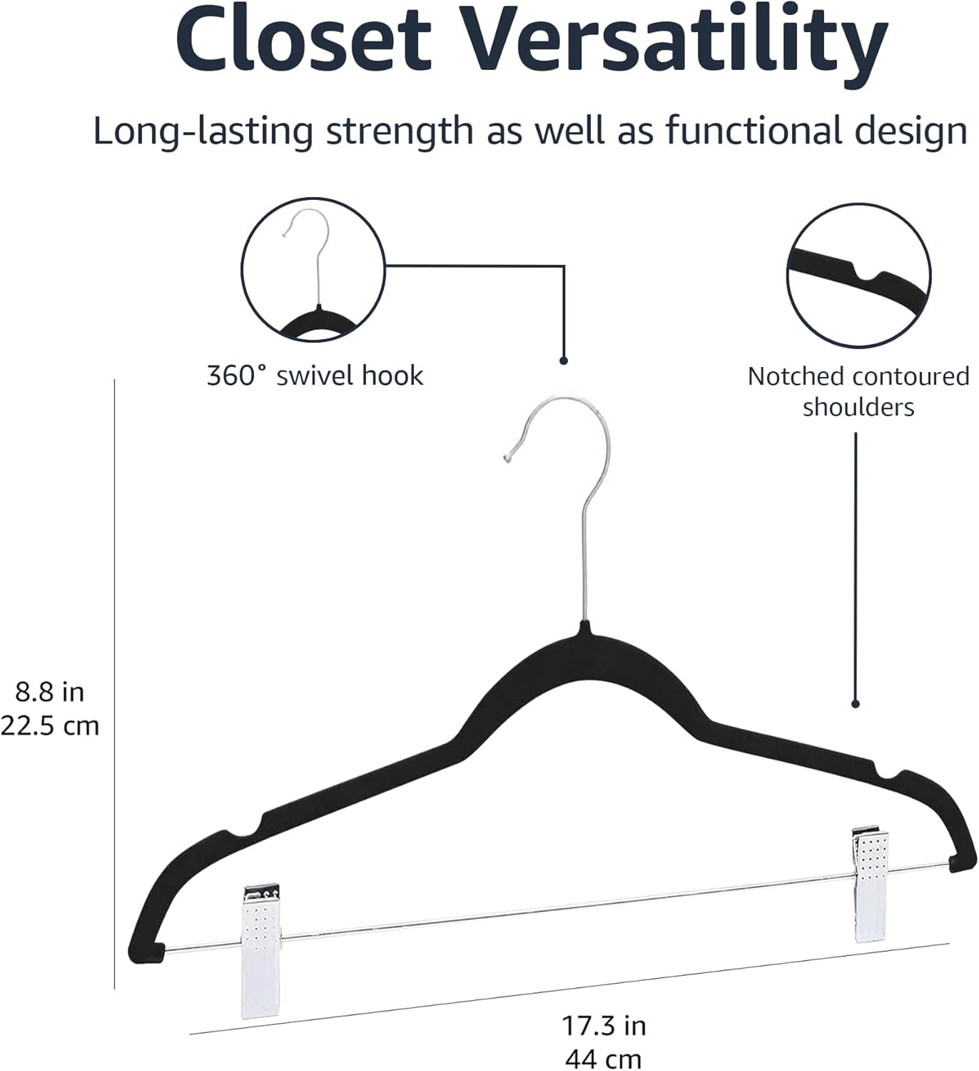 Velvet, Non-Slip Suit Clothes Hangers, Ivory/Rose Gold - Pack of 30