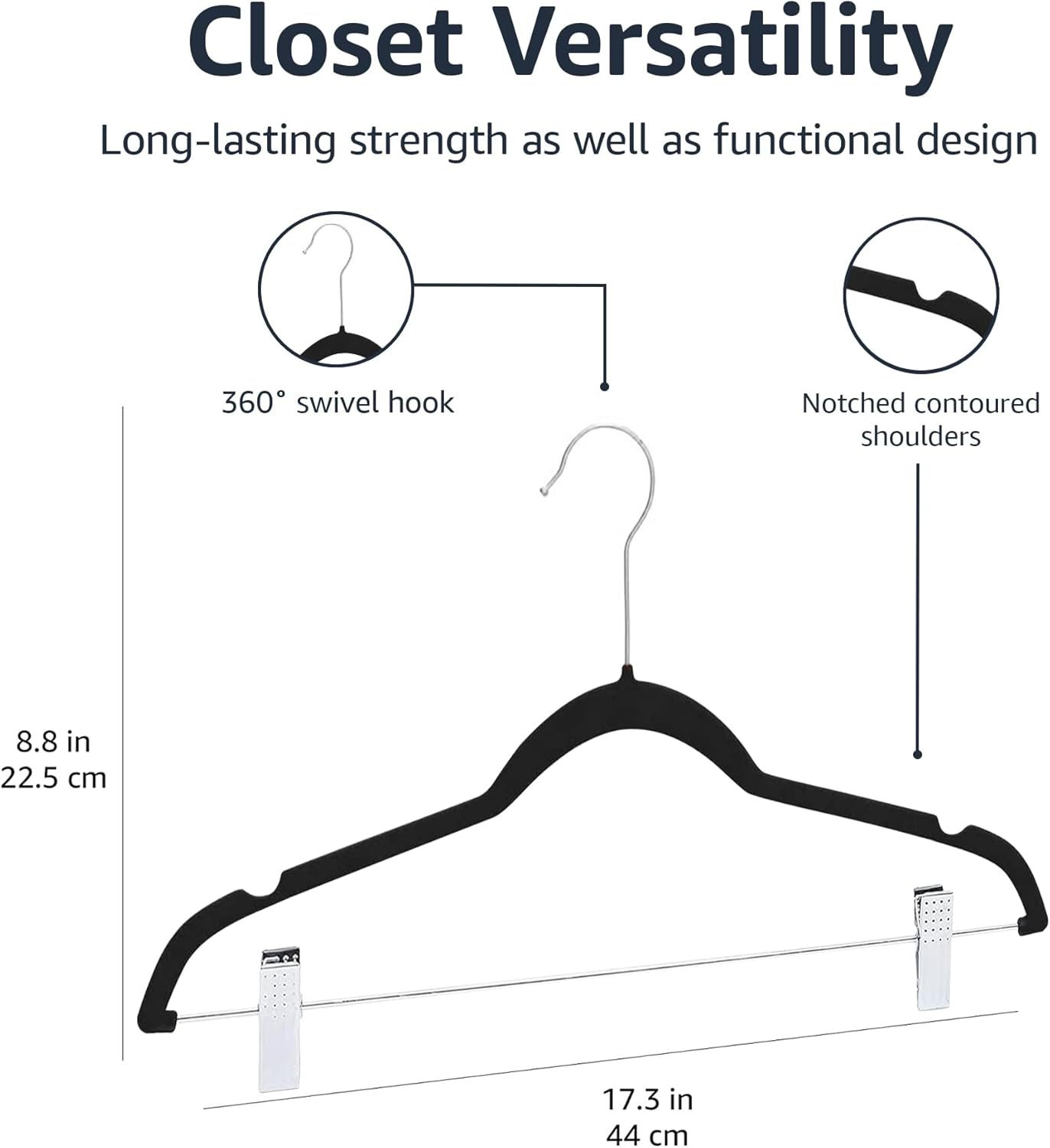 Velvet, Non-Slip Suit Clothes Hangers, Ivory/Rose Gold - Pack of 30