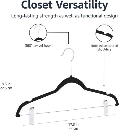 Velvet, Non-Slip Suit Clothes Hangers, Ivory/Rose Gold - Pack of 30