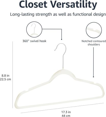 Velvet, Non-Slip Suit Clothes Hangers, Ivory/Rose Gold - Pack of 30