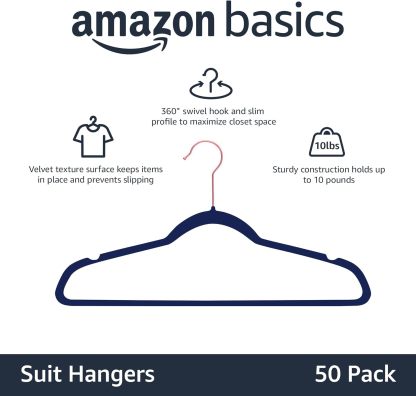 Velvet, Non-Slip Suit Clothes Hangers, Ivory/Rose Gold - Pack of 30