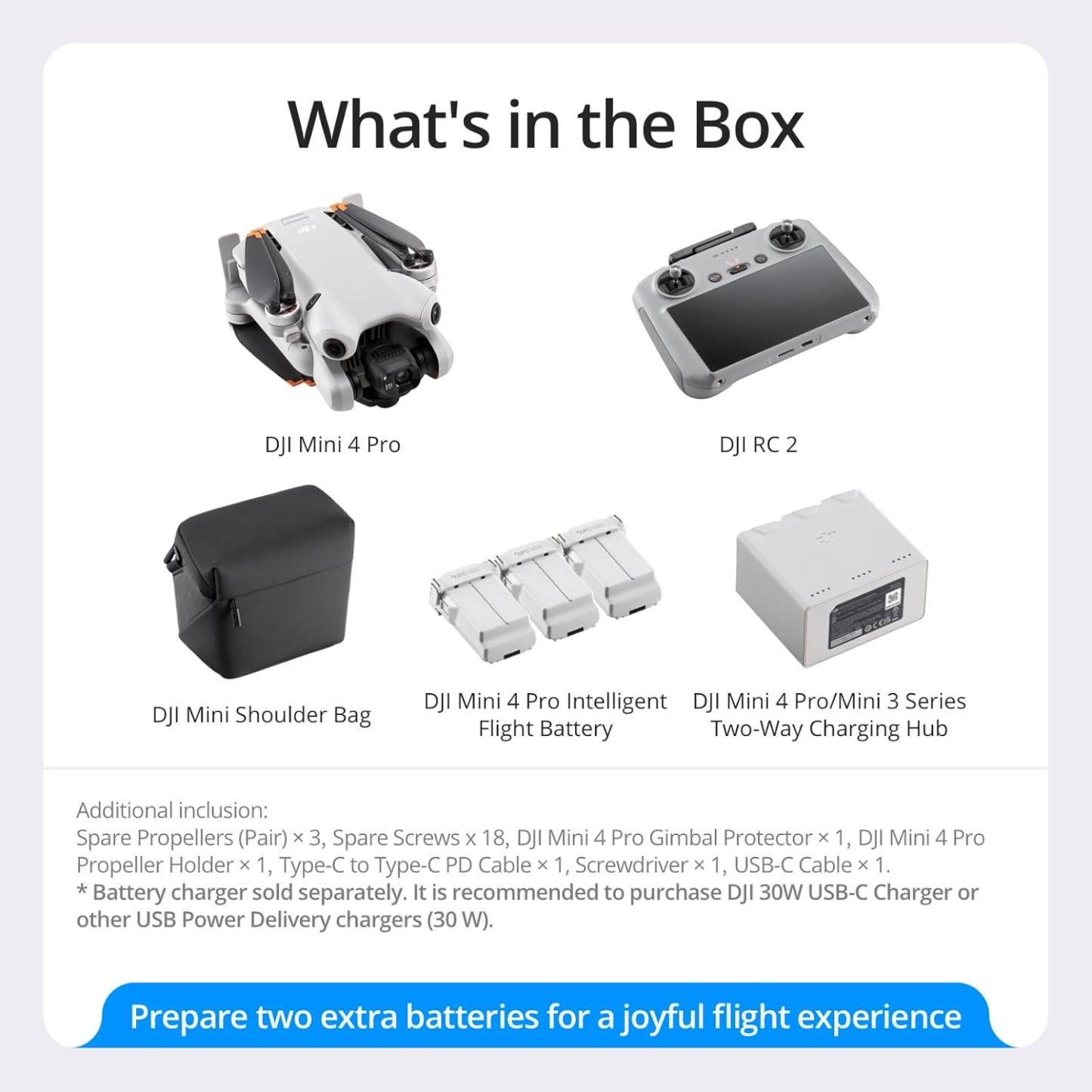 DJI Mini 4 Pro (DJI RC 2), Drones with Camera for Adults 4K, Under 0.549 lbs/249 g, 34 Mins Flight Time, 20km Max Video Transmission Distance, Omnidirectional Vision Sensing, Mini Drone for Beginners