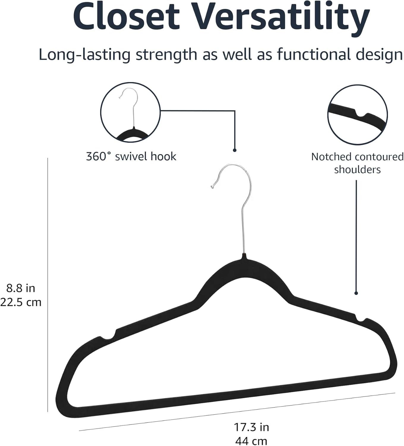 Velvet, Non-Slip Suit Clothes Hangers, Ivory/Rose Gold - Pack of 30