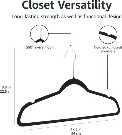 Velvet, Non-Slip Suit Clothes Hangers, Ivory/Rose Gold - Pack of 30