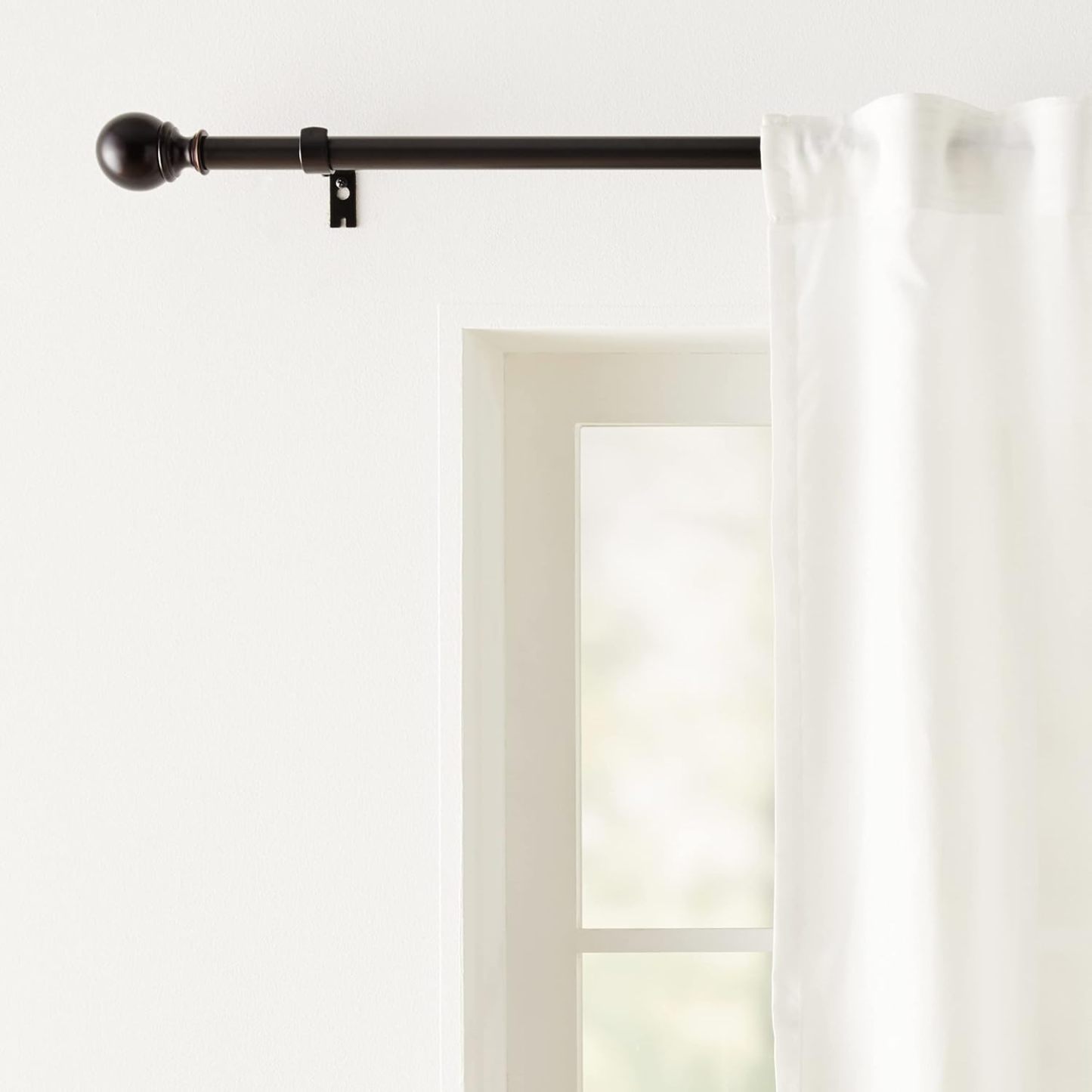 2.5cm Curtain Rod with Round Finials - 1-Pack, 183cm -366cm, Black