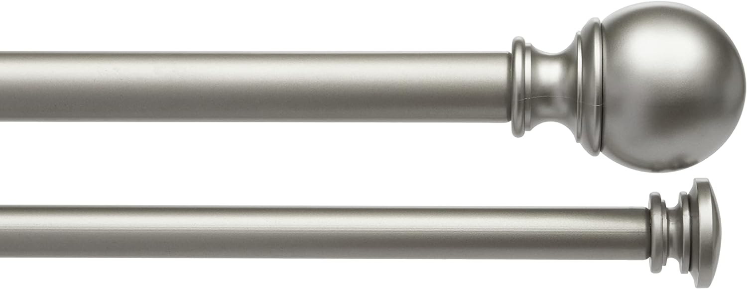 2.5cm Curtain Rod with Round Finials - 1-Pack, 183cm -366cm, Black
