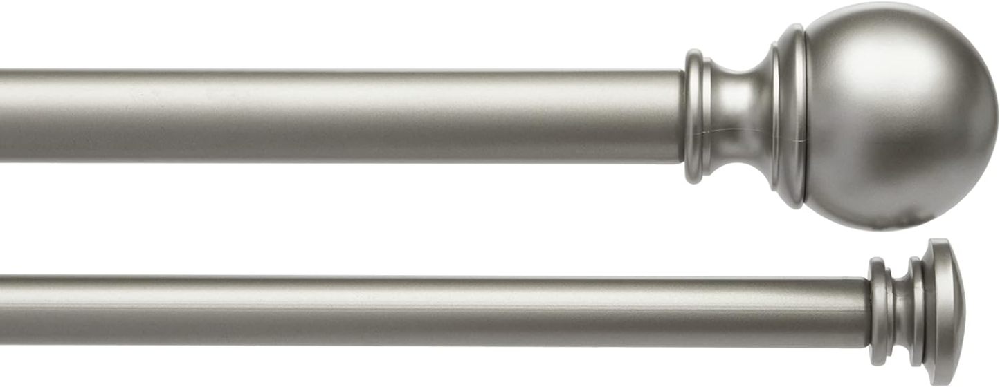 2.5cm Curtain Rod with Round Finials - 1-Pack, 183cm -366cm, Black