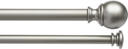 2.5cm Curtain Rod with Round Finials - 1-Pack, 183cm -366cm, Black