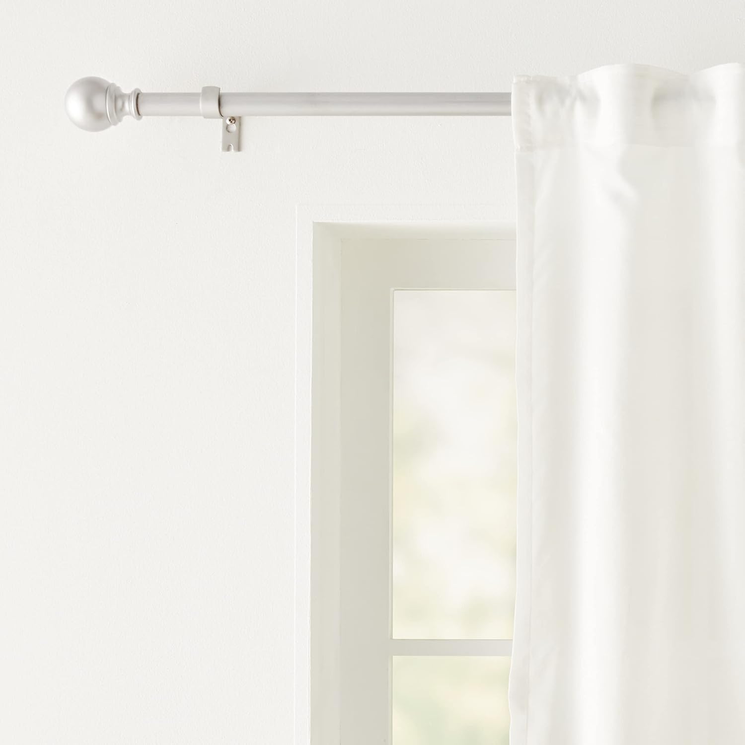 2.5cm Curtain Rod with Round Finials - 1-Pack, 183cm -366cm, Black
