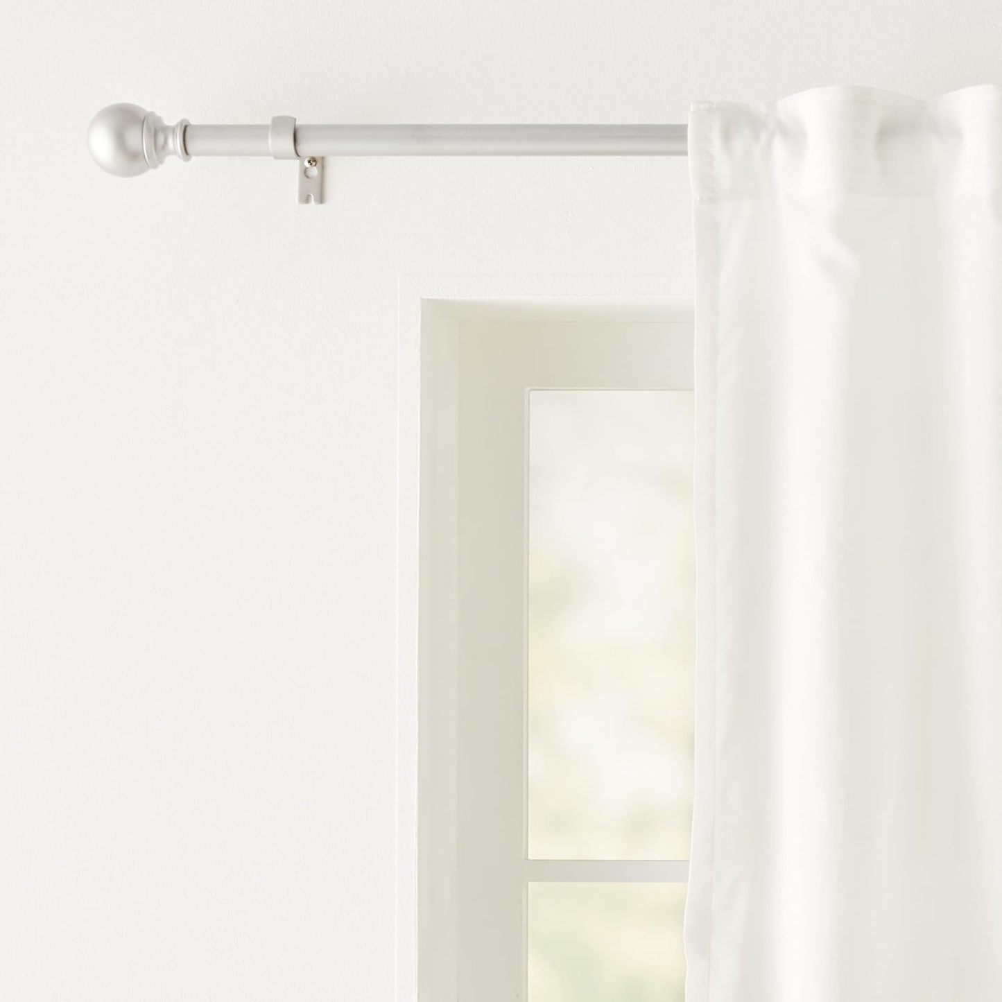 2.5cm Curtain Rod with Round Finials - 1-Pack, 183cm -366cm, Black