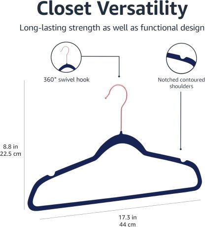 Velvet, Non-Slip Suit Clothes Hangers, Ivory/Rose Gold - Pack of 30