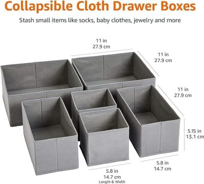 Underwear Dresser Drawer Organizers, Pack of 2, Gray