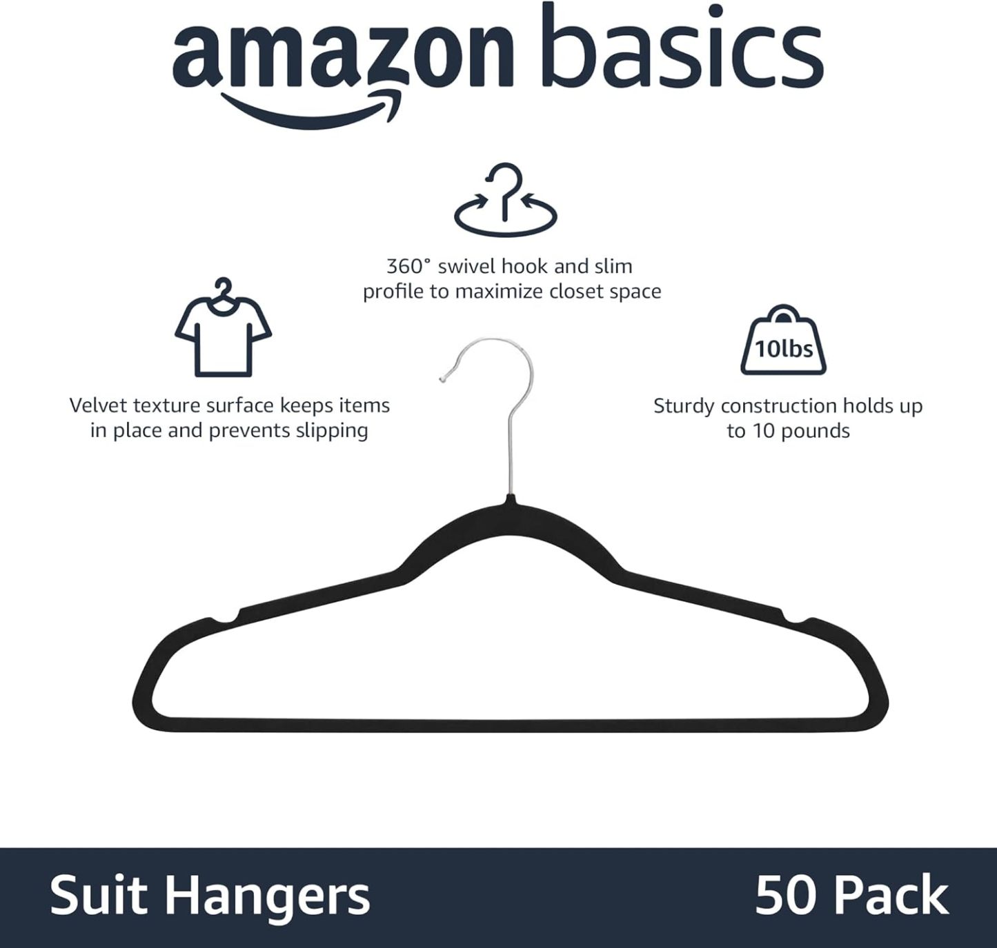 Velvet, Non-Slip Suit Clothes Hangers, Ivory/Rose Gold - Pack of 30