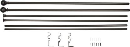 2.5cm Curtain Rod with Round Finials - 1-Pack, 183cm -366cm, Black