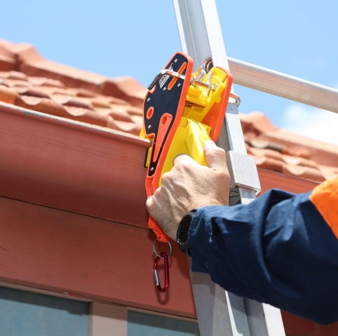 (1 single unit) Ladder Stabilizer, Fits on Gutters in Seconds, Slide Lock, Rolling Safety Device, Ladder Gutter Clip