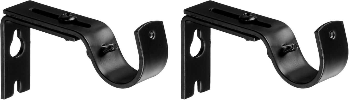 2.5cm Curtain Rod with Round Finials - 1-Pack, 183cm -366cm, Black
