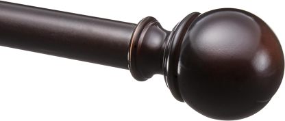 2.5cm Curtain Rod with Round Finials - 1-Pack, 183cm -366cm, Black