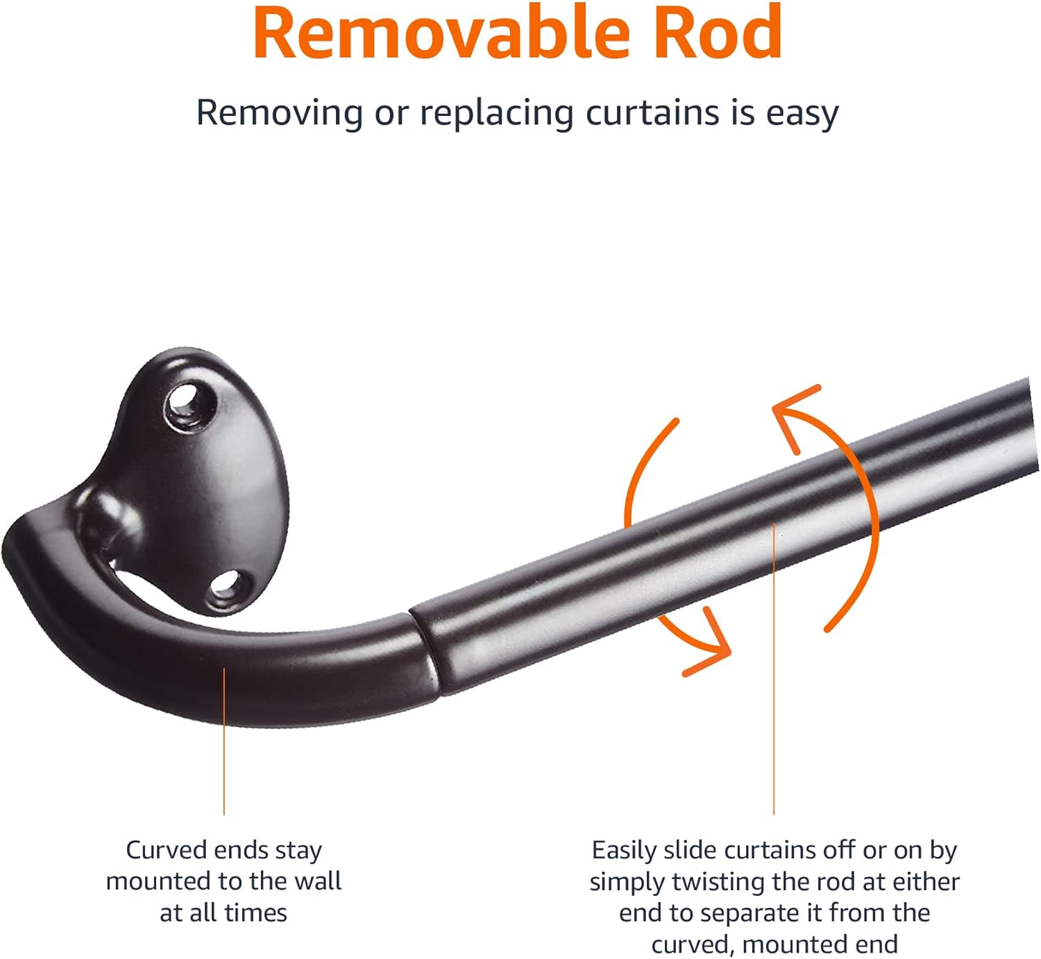 Adjustable Room Darkening Blackout Curtain Rod, 48" to 88", Nickel