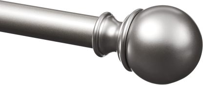 2.5cm Curtain Rod with Round Finials - 1-Pack, 183cm -366cm, Black