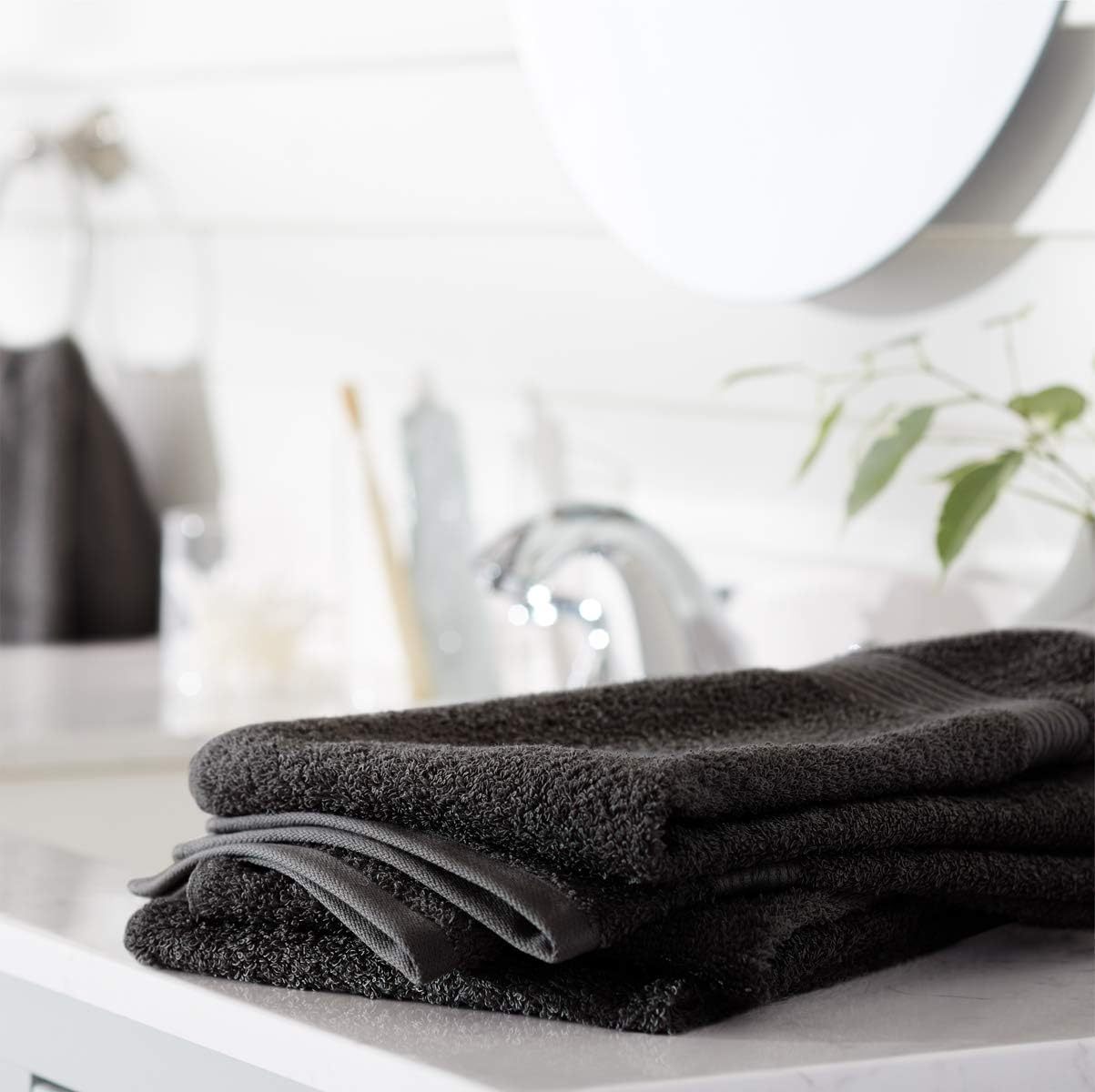 Fade-Resistant Cotton Washcloth - 12-Pack, Black