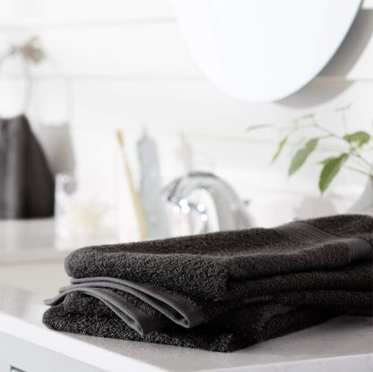Fade-Resistant Cotton Washcloth - 12-Pack, Black