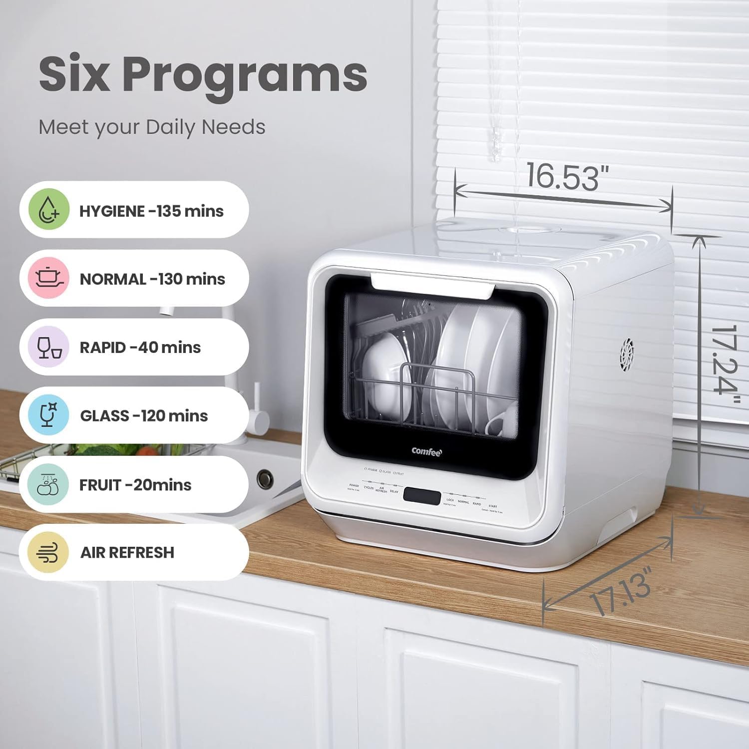 COMFEE' Portable Mini Countertop Dishwasher