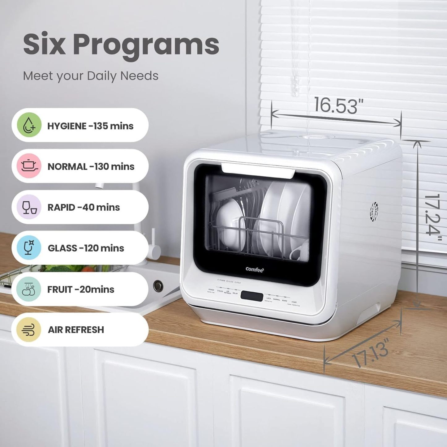 COMFEE' Portable Mini Countertop Dishwasher