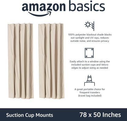 Portable Window Blackout Shades with Suction Cups, Moon and Stars Design, 78 x 50 Inch, 1 Pack