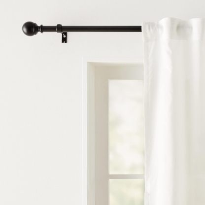 2.5cm Curtain Rod with Round Finials - 1-Pack, 183cm -366cm, Black
